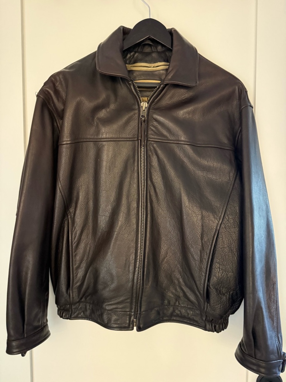 Marc New York Men's Dark Brown Leather Bomber Jacket